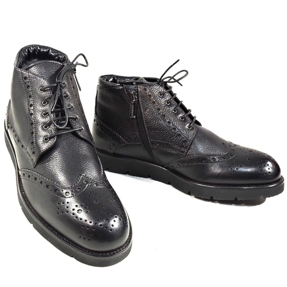 BALDININI 🇮🇹 MEN'S BLACK SOFT LEATHER WINTER FASHION BOOTIE - Picture 1 of 8